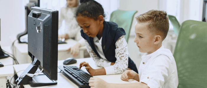 Students working at computers